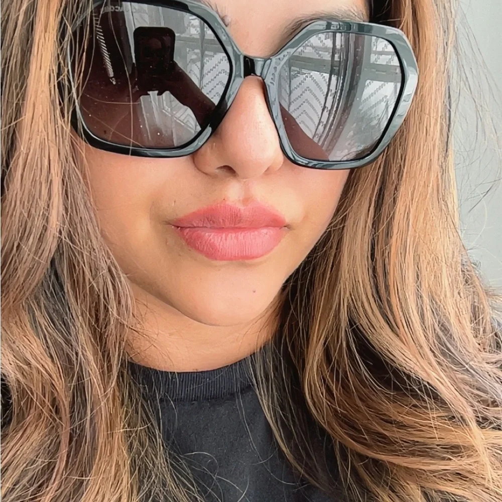 Marc Jacobs Hexagonal Black and Gold Sunglasses New